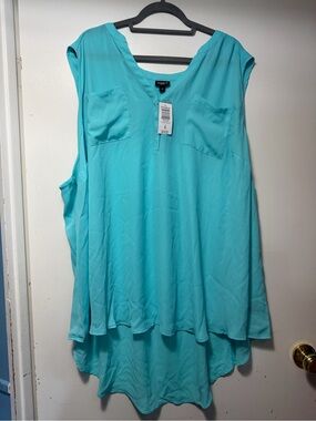 Torrid Turquoise Sleeveless V-Neck High-Low Tunic Harper Shirt Plus Sized 6X